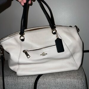 Coach Ivory and Black Leather Tote